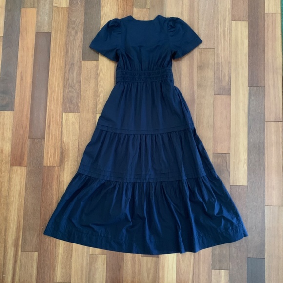 Quince 100% Organic Cotton Tiered Maxi Dress Navy XS - Picture 3 of 6